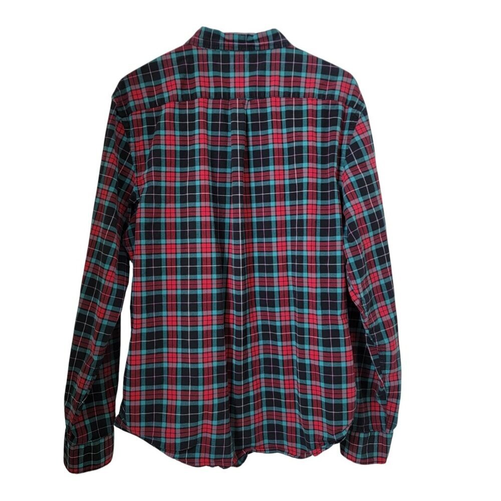 Old Navy Size L Red, Black, Green Plaid Everyday Shirt, Slim Fit, Built In Flex - Picture 3 of 10